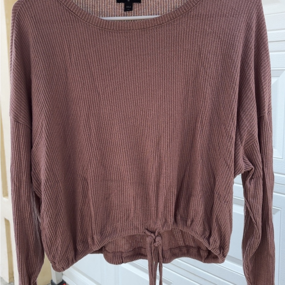 Express Mauve Ribbed Knit Top